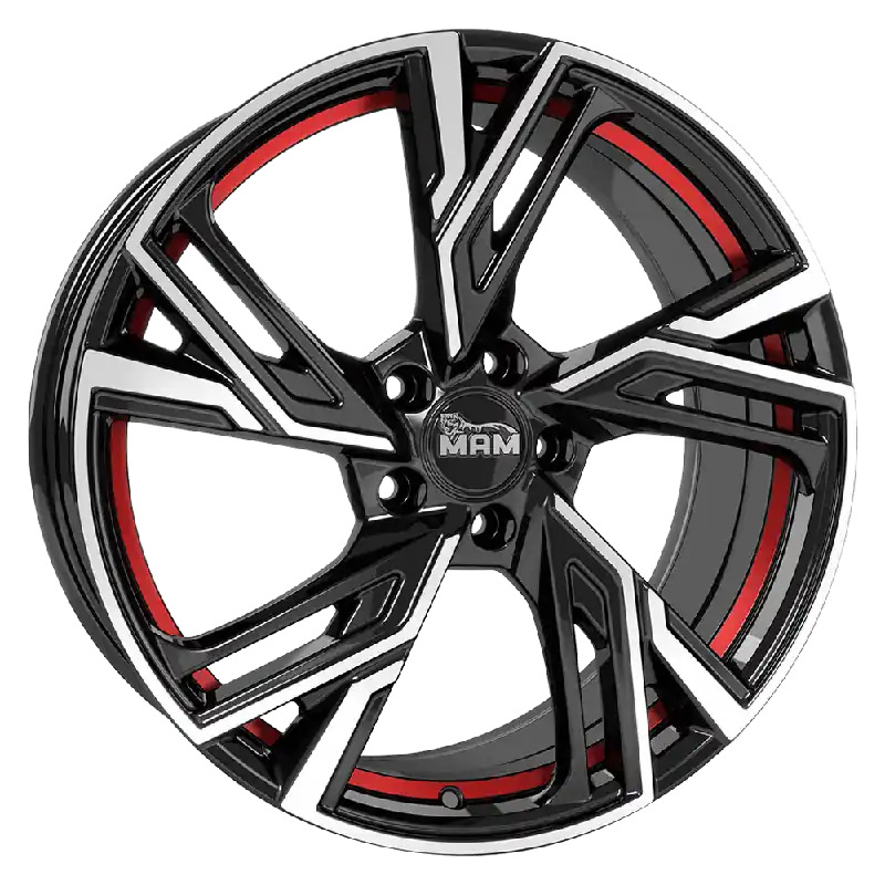 MAM Felgen RS5 17, 7.5, 5, 100, 35, 63.4, BLACK PAINTED RED INSIDE, Cel mai vândut