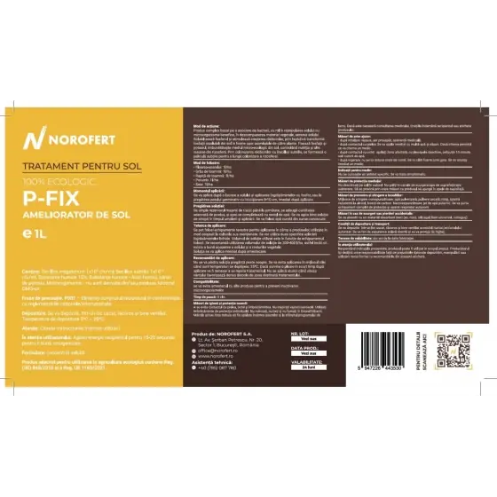 Tratament sol P-Fix, 1 L, Norofert, Lichid, BIO, Solubilizare Fosfor Preț mic