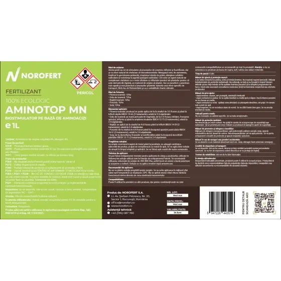 Biostimulator Aminotop Mn, 1 l, Norofert, organic cu Mangan Ofertă limitată
