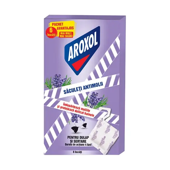 Saculeti anti molii cu parfum de lavanda Aroxol, 6 bucati Ieftin