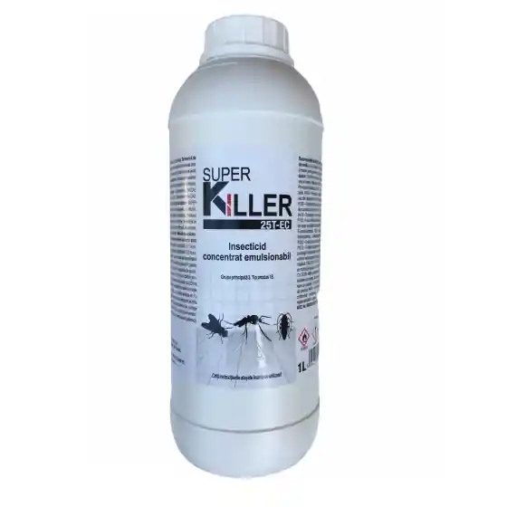 Vezi acum Insecticid tantari, capuse, gandaci, muste Super killer 25T EC, 1l Cypermethrin 25%, Tetramethrin 0,25%