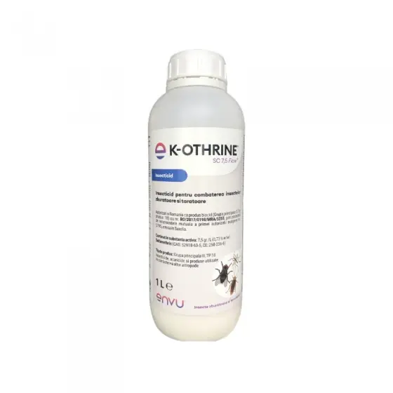 Insecticid muste, gandaci, tantari, K-Othrine SC 7.5 Flow , 1 l Deltamethrin 7,5 g/litru (0,75%) Reducere