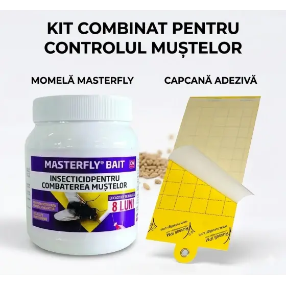 Calitate înaltă Pachetul Total Anti-Muste: Insecticid Profesional Masterfly Bait + Capcană Adezivă Impact Yellow