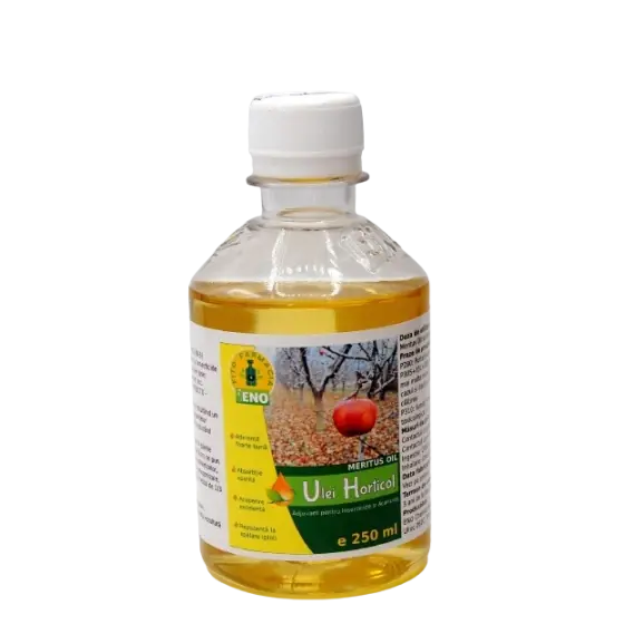 Reducere de preț Ulei horticol destinat utilizarii in amestec cu insecticide si acaricide care combat Afidele, Paduchele din San Jose, Acarianul rosu al pomilor, Paianjenul rosu comun, Meritus Oil, 250 ml