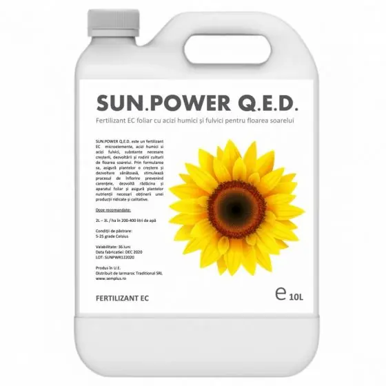 Lichidare de stoc Fertilizant EC foliar cu acizi humici si acizi fulvici pentru floarea soarelui, Sun Power Q.E.D, 10 l