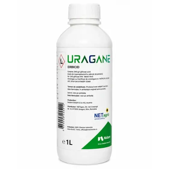 Ofertă de sezon Erbicid total Uragane, 1 l, Nufarm, 540 g/L Glifosat, buruieni anuale si perene