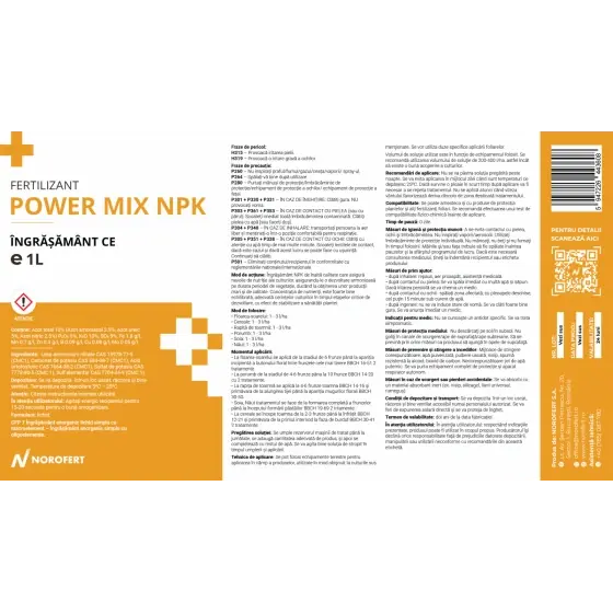 Ingrasamant POWER MIX NPK, 1 l, Norofert, anorganic, lichid Retur gratuit