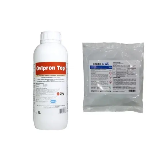 Cumpără online Pachet tratament iarna/primavara Ulei mineral Ovipron Top, 1 l + Fungicid Champ 77 WG, 300 grame