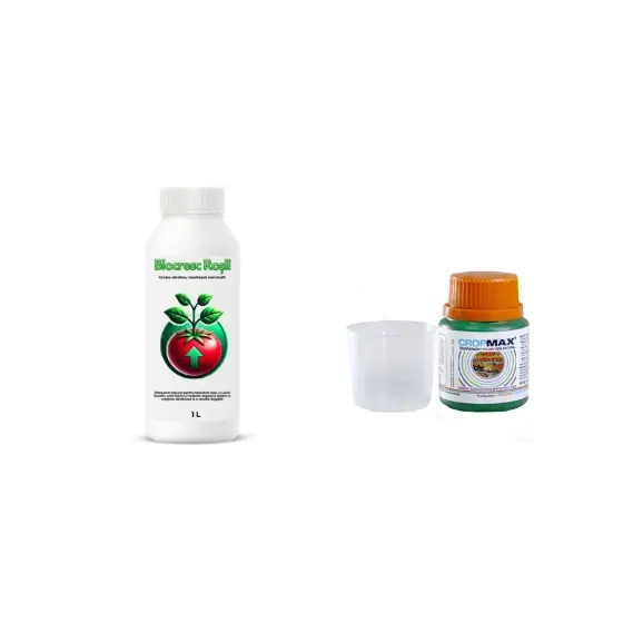 Plată securizată Pachet tratament si nutritie tomate/rosii, Stimulator de legare si rodire, Biocresc Rosii, 1 l + Fertilizant foliar natural, universal Cropmax, 50 ml