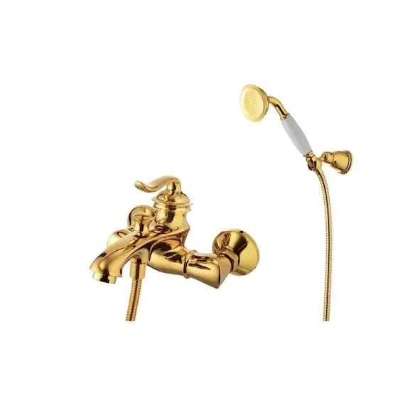 Preț mic Baterie cada dus Axys Charm, monocomanda, para si furtun, auriu
