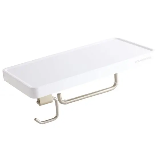 Ofertă limitată Etajera Cu Porthartie Si Agatatoare Yacore - Alb/Inox, Ferro