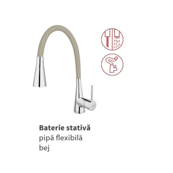 Baterie Stativa Bucatarie Pipa Elastica Bej Zumba Ii, Ferro Reducere specială