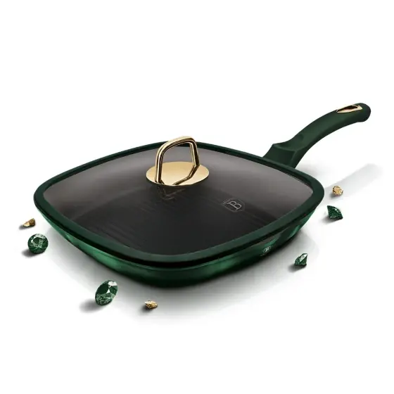 Reducere extra Tigaie grill cu capac, 28 cm, Emerald Collection - BH/6051