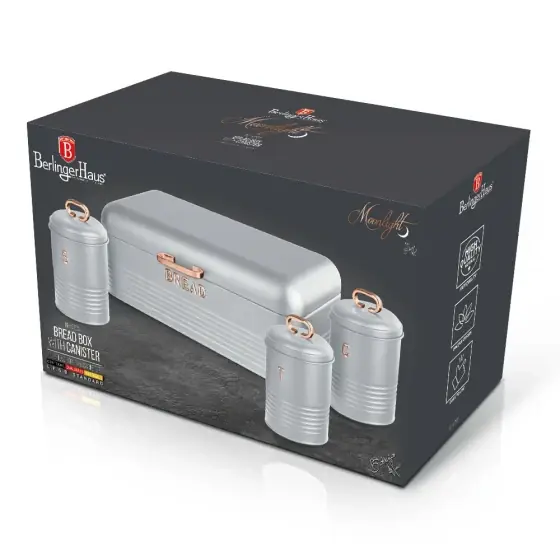 Ofertă specială Cutie pentru pâine cu set de 3 recipiente, gri - BH/6755