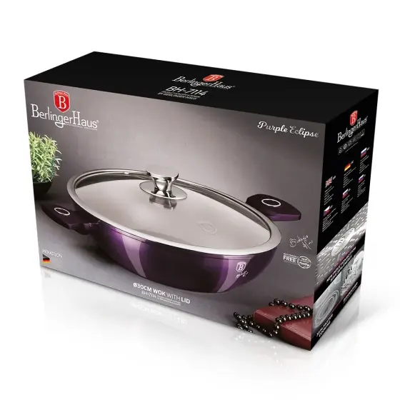 Wok cu capac, 30 cm, Purple Eclipse Collection - BH/7114 Ultima șansă