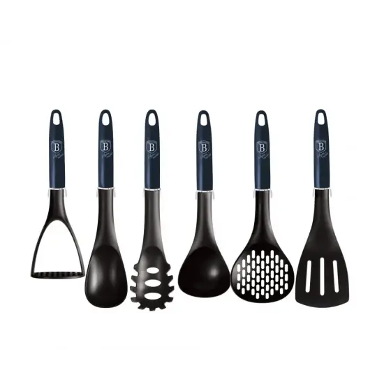 Plată sigură Set 7 piese ustensile de bucătărie cu suport din inox, aquamarine - BH/6326