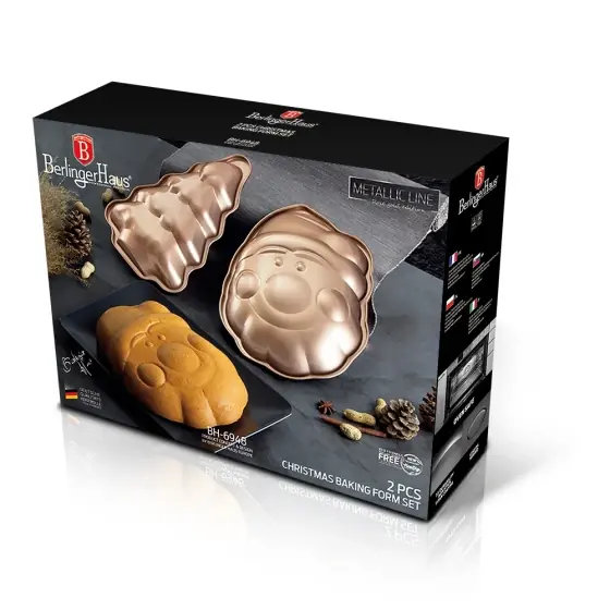 Set 2 forme de copt pentru Crăciun, rose gold - BH/6948 Calitate înaltă