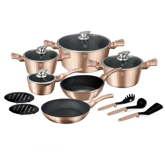 Set vase de gătit 15 piese, Metallic Line Rose Gold Edition - BH/1224NN Discount