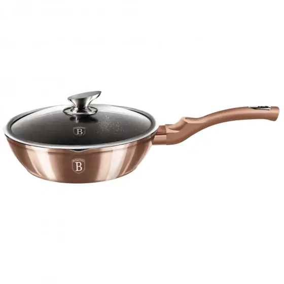 Tigaie adâncă cu capac, 24 cm, Metallic Line Rose Gold Edition - BH/1517WM Reduceri