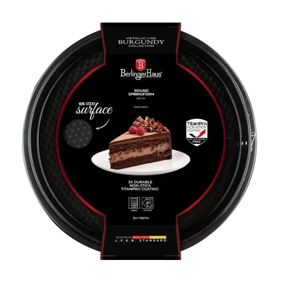 Tavă rotundă cu perete detașabil, 26*6,8 cm, burgundy - BH/7867 Cel mai vândut