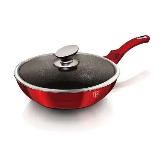 Super ofertă Wok cu capac, 28 cm, Metallic Line Burgundy Edition - BH/1265N