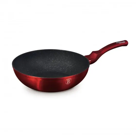 Wok, 28 cm, Metallic Line Burgundy Edition - BH/1267NPR Cel mai bun preț