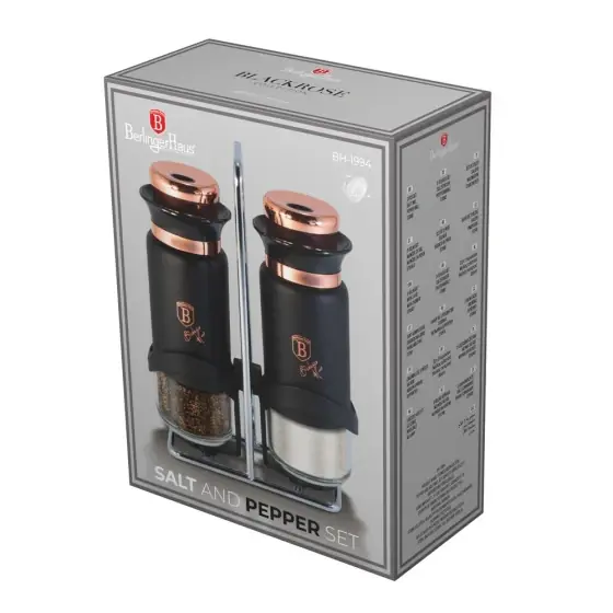 Set solniță și piperniță 2 piese, negru - rose gold - BH/1994 Noutate