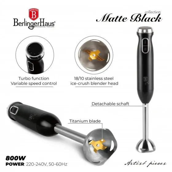 Blender vertical, negru mat - BH/9621 Premium