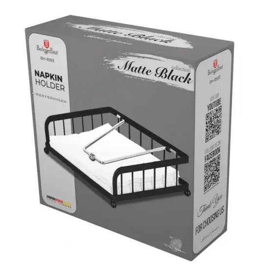 Livrare rapidă Suport șervețele, negru mat - BH/8593