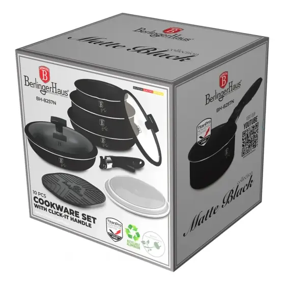 Set vase de gătit 10 piese, colecția Matte Black - BH/8257N Bestseller