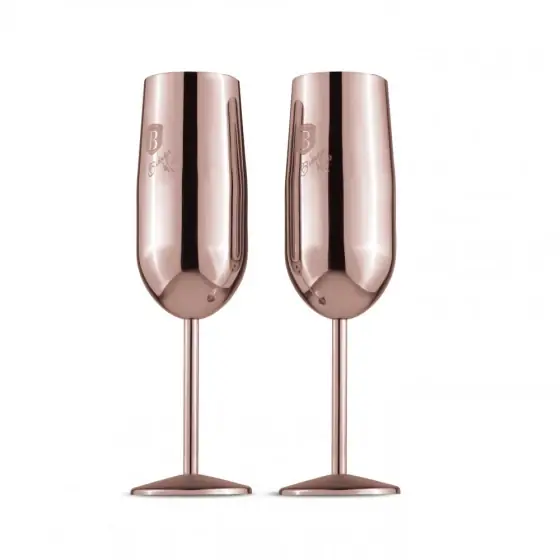 Ofertă Set 2 pahare de șampanie din metal, rose gold - BH/8662