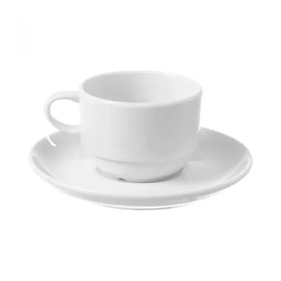 Plată sigură Ceasca cu farfurie Delta 90 ml, Portelan Alb Hendi 83x(H)45mm