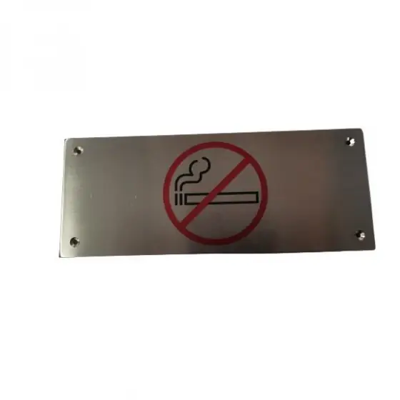 Semn Hendi pentru usa, "Nefumatori", Inox, 200x80 mm Plată securizată