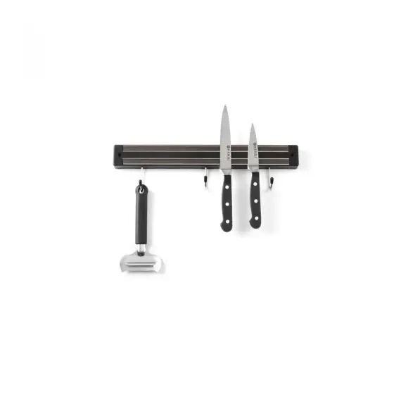 Suport magnetic pentru cutite, 60 cm, cu 6 carlige agatare, Hendi Popular
