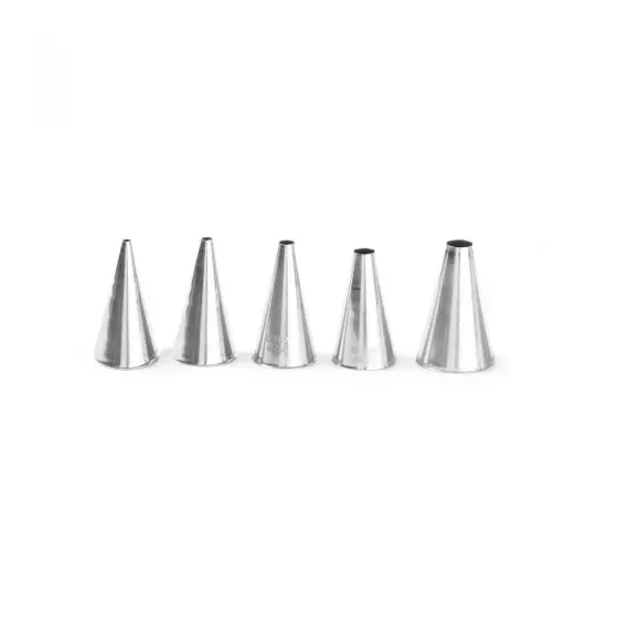 Cumpără online Set 5 varfuri / duiuri ornat prajituri, Hendi, inox, varfuri netede, diametre varf ornare 2-4-6-8-10 mm