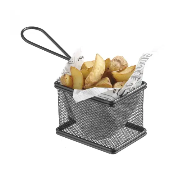 Reducere Cos servire tip mini-fry, pentru servire snacks , cartofi prajiti, inox, 100x80x(H)75mm, Hendi