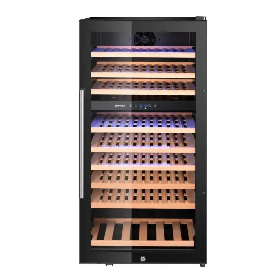 Preț promoțional Răcitor de vinuri, 2 zone, 91 sticle, Arktic, 230L, Negru, 569x595x(Î)1215mm
