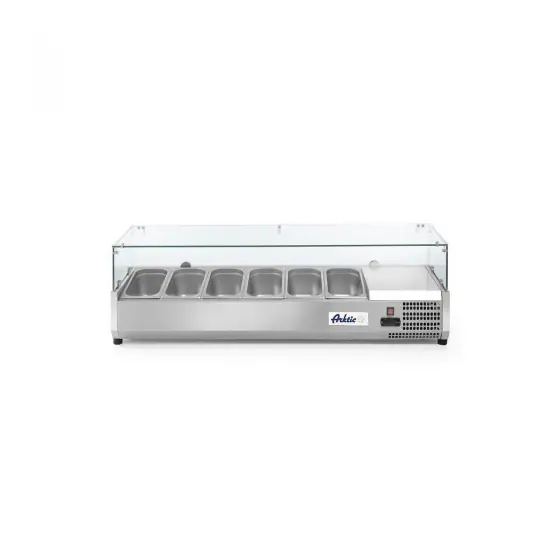 Vitrina prezentare Hendi, interval temp. -2/8?C, 180W, corp inox, ARKTIC by Hendi, 1405x395x(H)430 mm, 6 vase GN 1/3 Preț redus