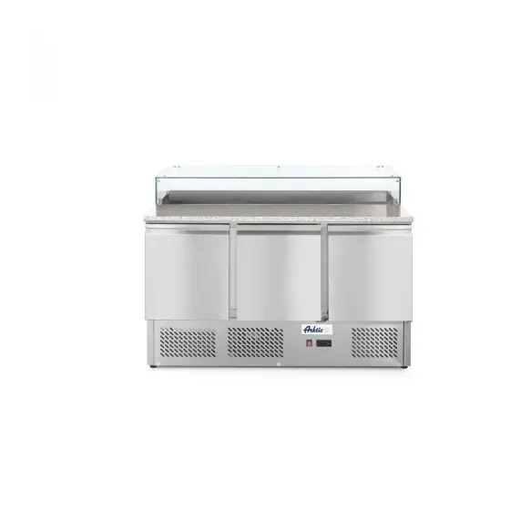 Super ofertă Masa pizza profesionala, cu 3 usi 380 L inox, ARKTIC by Hendi interval temperatura -2/+8 gr C 310 W 1365x700x(H)1120 mm