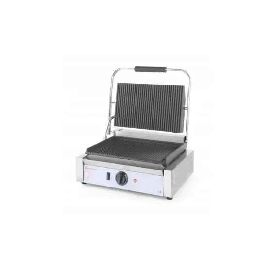 Premium Contact grill Panini profesional, Revolution by Hendi, 2200W, baze striate, din fonta cu invelis ceramic