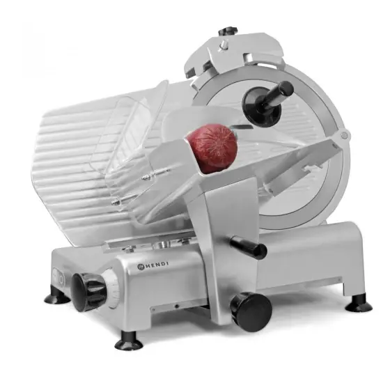 Vezi acum Feliator electric profesional, lama taiere diam. 300 mm, grosime taiere reglabila 0-15 mm, corp aluminiu, Hendi Profi Line 300, corp aluminiu, 420 W