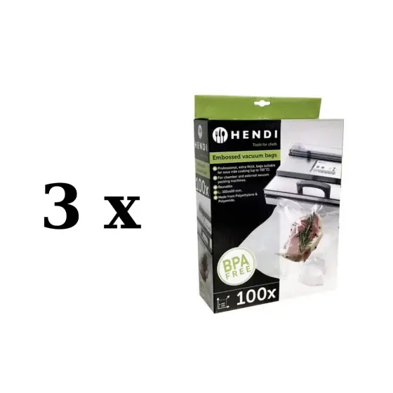 3 x Set 2 role pungi vacuum gofrate 20 cm x 6 metri, Hendi, 2 straturi, Livrare expres
