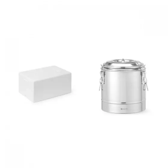 Cumpără acum Pachet Cutie termoizolanta 32 lt, interior 500x300x(H)215 mm, exterior 580x380x(H)285 mm, HENDI Smart, spuma polipropilenica plus Termos pentru transport alimente, inox,11 litri, 300x(H)345mm