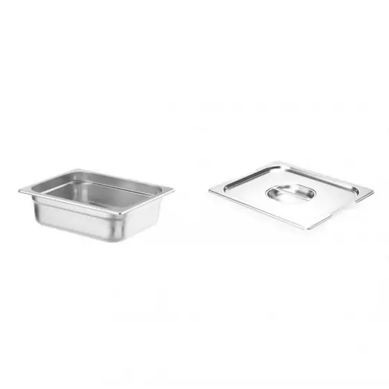 Pachet Tava Hendi Gastronorm GN 1/2 H (100 mm) 6.5 lt - gama Profi Line, otel inoxidabil plus Capac cu maner pentru tava gastronom,Profi Line, GN1/2,Hendi,265x325mm Disponibil imediat
