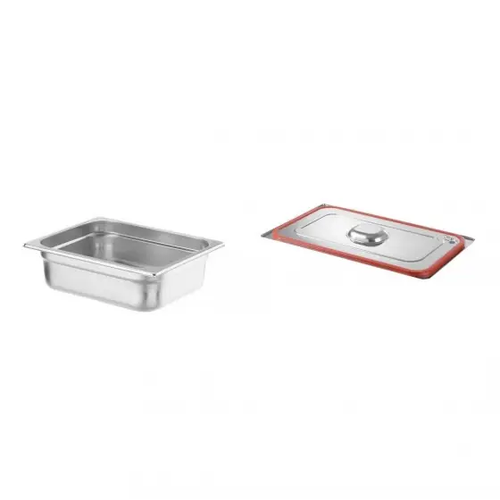 Pachet Tava Hendi Gastronorm GN 1/2 H (100 mm) 6.5 lt - gama Profi Line, otel inoxidabil plus Capac Gastronorm cu banda siliconata GN 1/2 - gama Hendi Profi Line, otel inoxidabil Doar azi