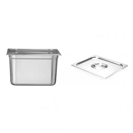 Pachet Tava Hendi Gastronorm GN 1/2 200 mm 12,5 lt - gama Profi Line, otel inoxidabil plus Capac cu maner pentru tava gastronom,Profi Line, GN1/2,Hendi,265x325mm Nu rata
