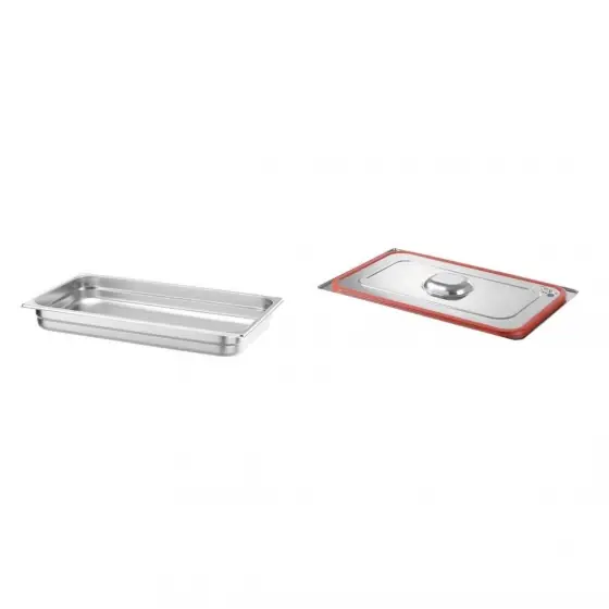 Discount Pachet Tava Gastronorm GN 1/1 65 mm 8.6 litri, gama Hendi Profi Line, otel inoxidabil plus capacc Gastronorm cu banda siliconata GN 1/1