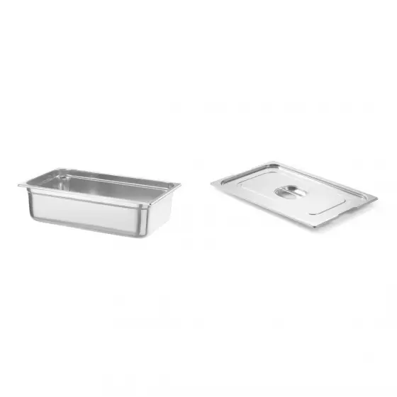Pachet Tava Gastronorm GN 1/1, adancime 150 mm, 19.8 litri, gama Hendi Profi Line, otel inoxidabil plus capac cu maner pentru tava gastronom GN 1/1, Profi Line, din inox Super ofertă