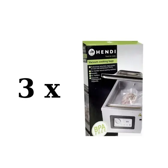 3 x Set 100 pungi vacuum pentru gatit netede 250x350 mm, ideale pentru gatit in sistem Sous-vide, Hendi, 2 straturi, 75 microni grosime Ofertă de sezon