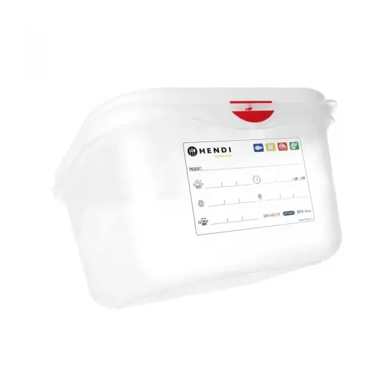 Retur ușor Recipient GN 1/6 din polipropilena, HENDI, GN 1/6, 1,7L, Transparent, 176x162x(H)100mm, Dreptunghiular